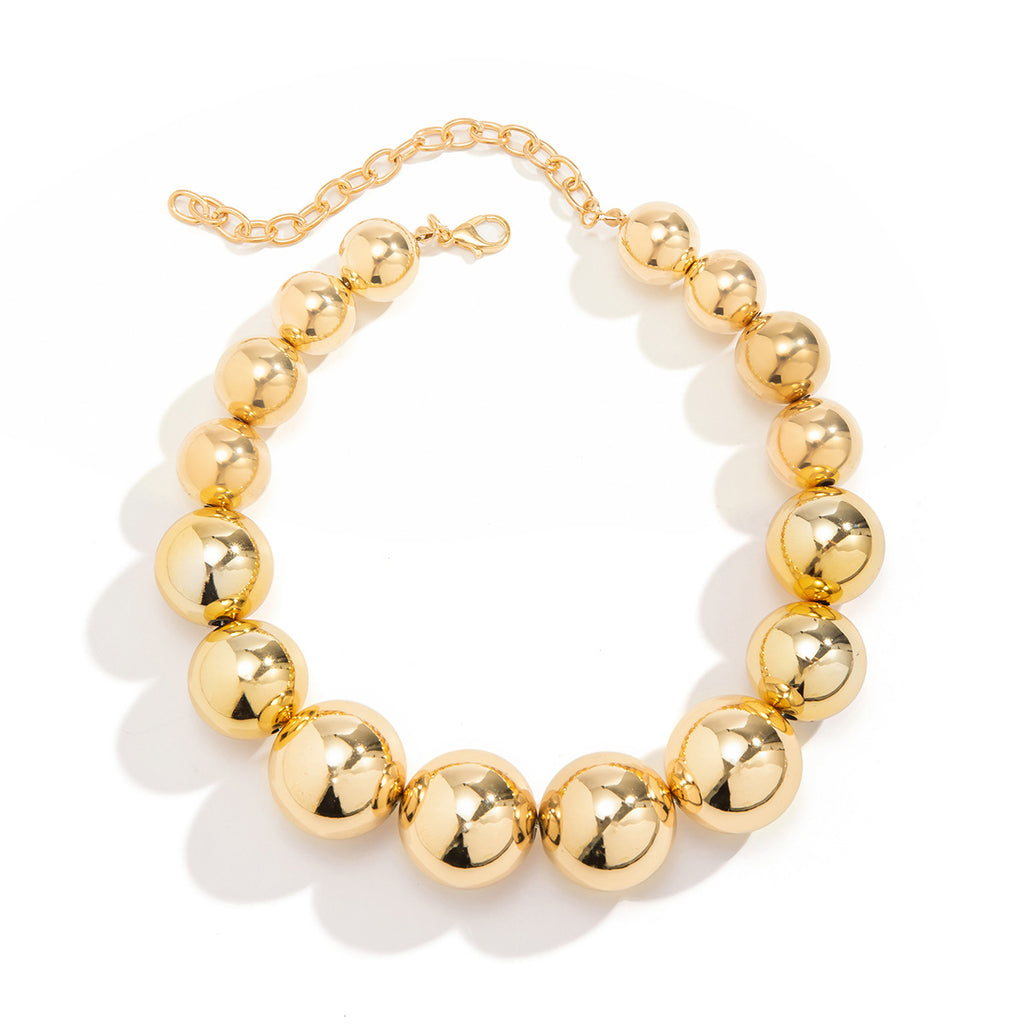 Chunky Bead Puffy Heart Pendant Necklace