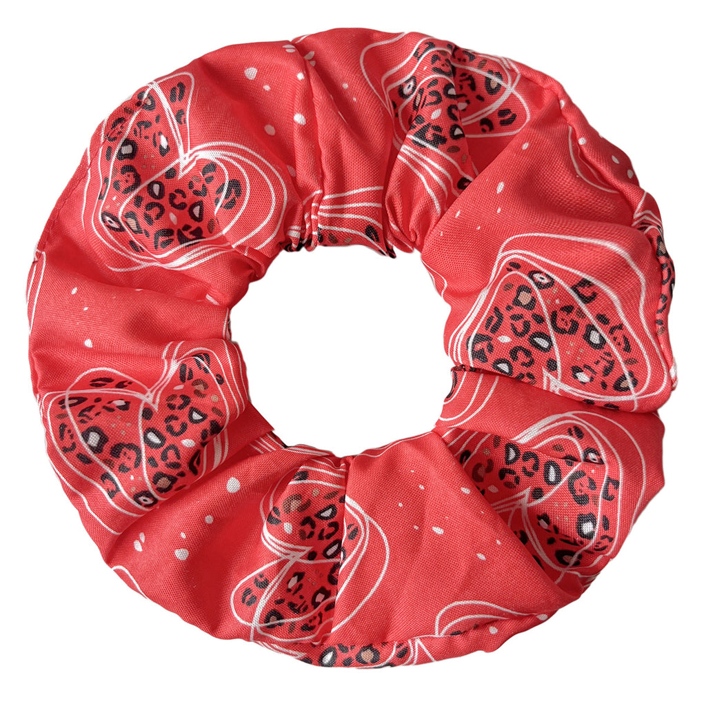 Oversized Heart Print Silky Scrunchie - NO07