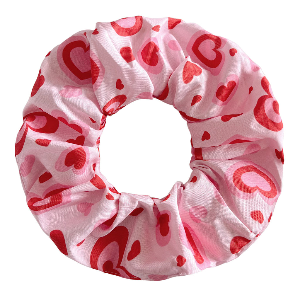 Oversized Heart Print Silky Scrunchie - NO12