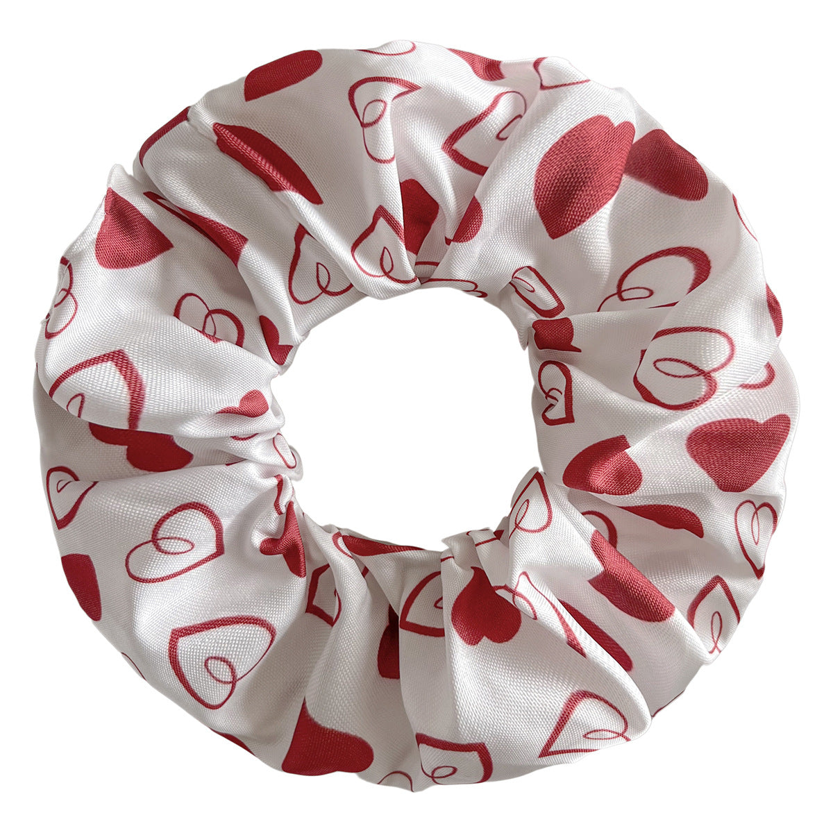 Oversized Heart Print Silky Scrunchie - NO13