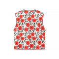 Poppy Print Quilted V Neck Vest - Red