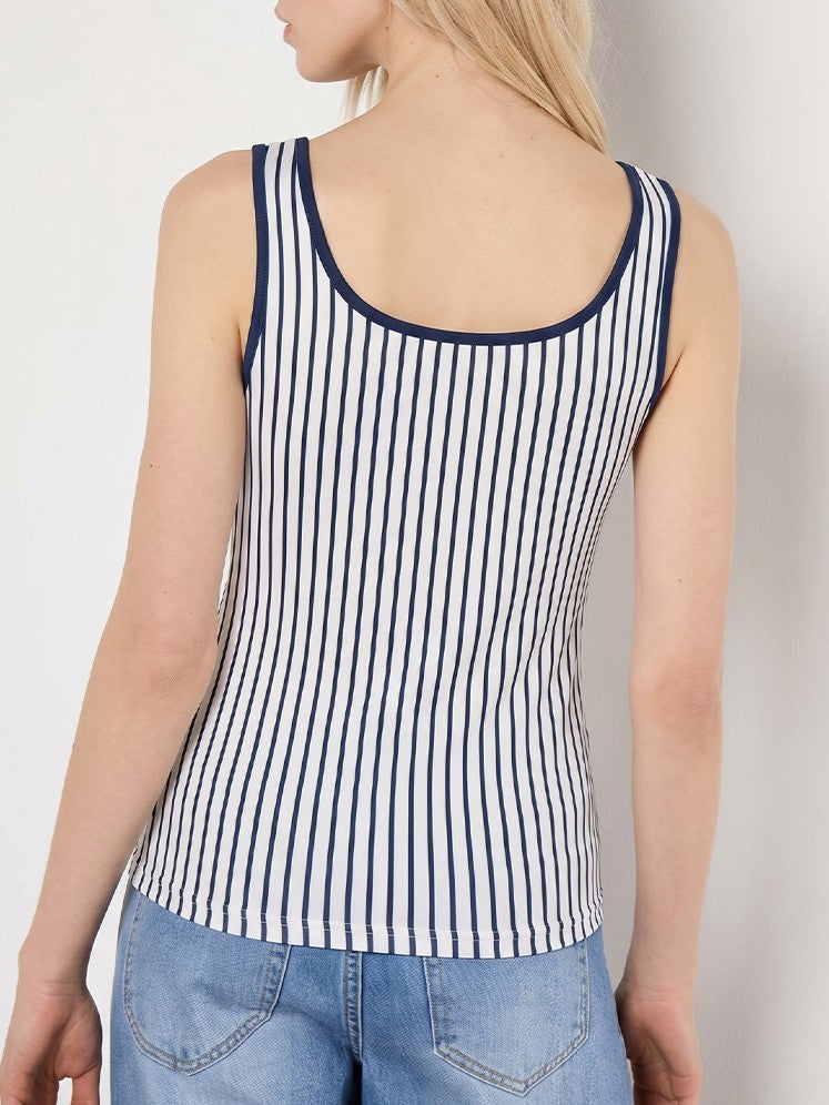 Striped Knit Tank Top With Heart Motifs - view 1