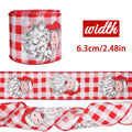 Wired Christmas Ribbon with Santa and Snowman Prints - Red