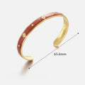 Enamel Cuff Bracelet With Tiny Star Motifs - Red