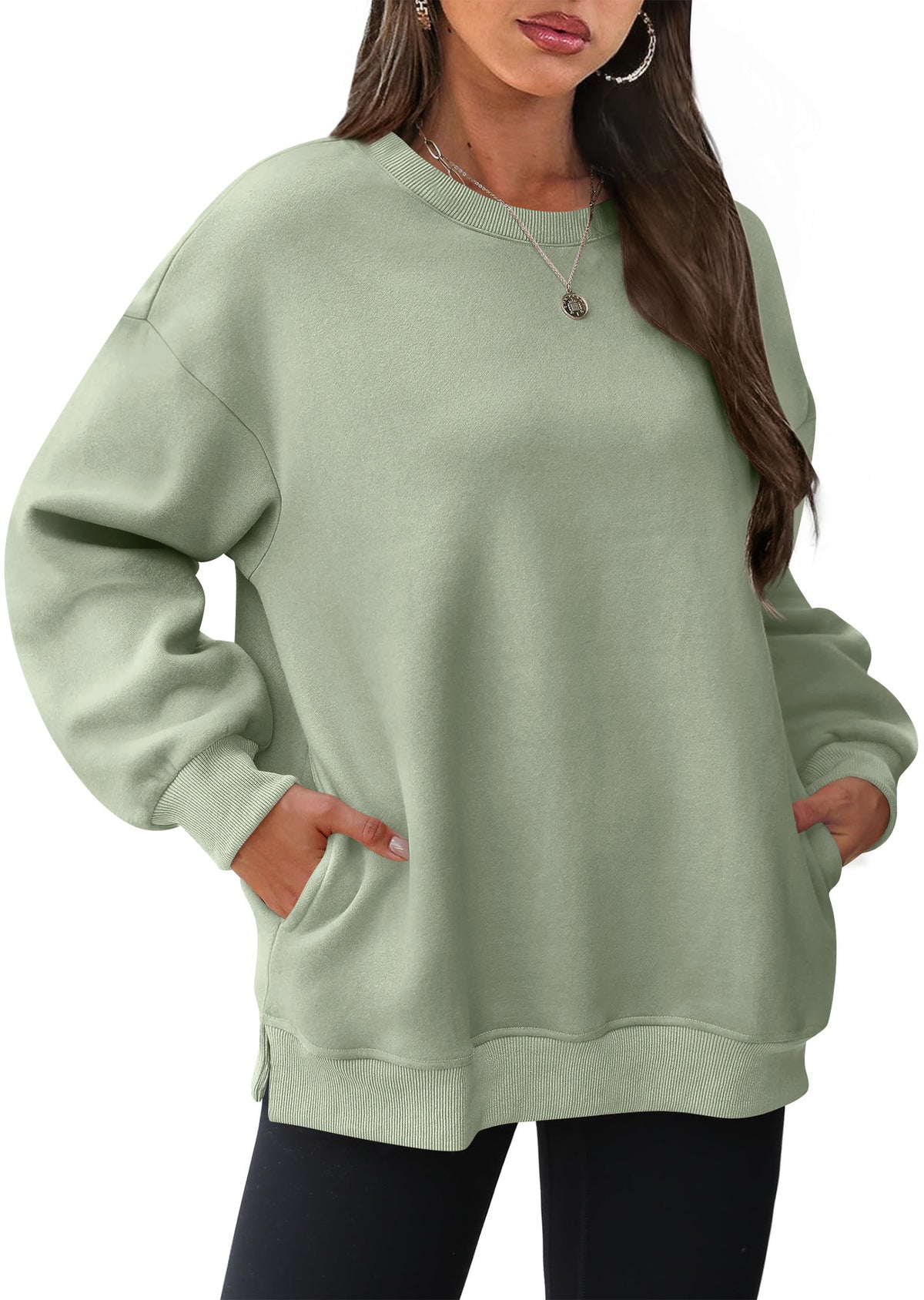 Oversized Crew Neck Pocket Sweatshirt
