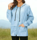 Lightweight Packable Hooded Rain Jacket - Blue