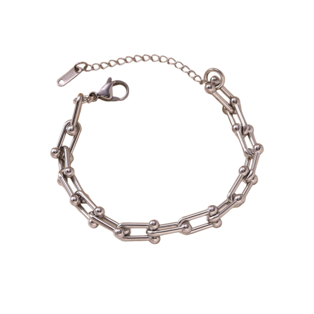 Horseshoe U Link Chain Bracelet - Silver