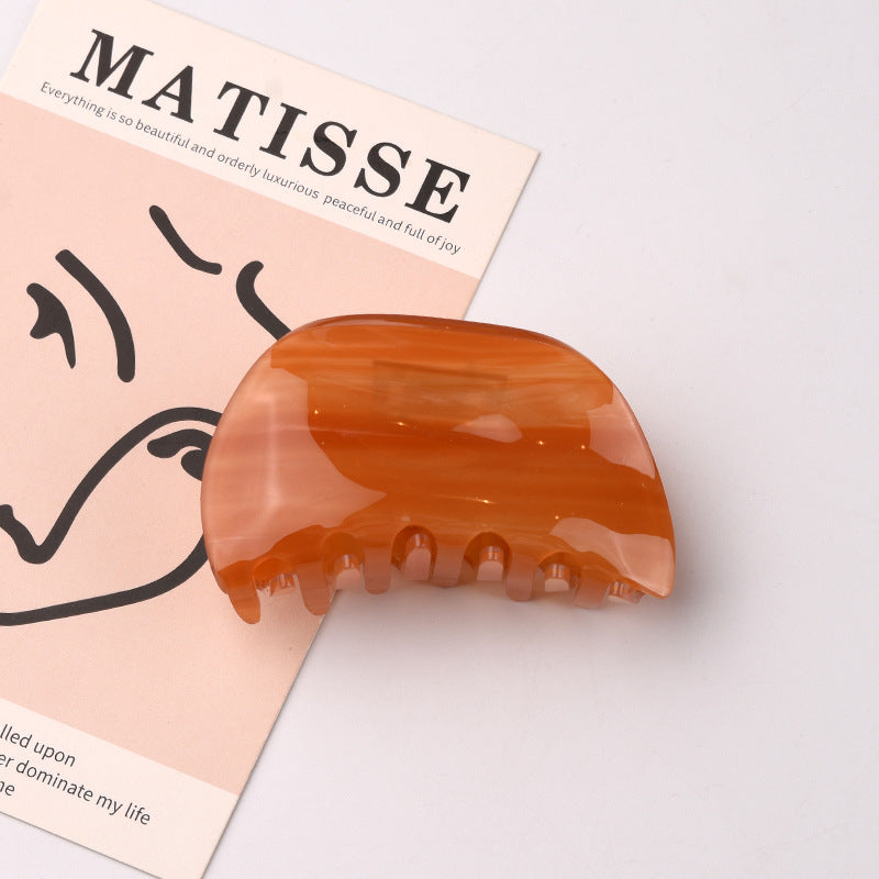 Semicircle Jaw Clip with Swirled Finish - Amber