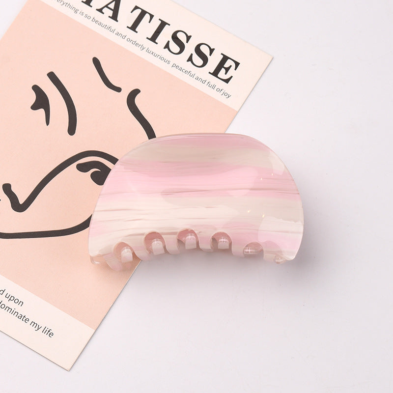 Semicircle Jaw Clip with Swirled Finish - Pink