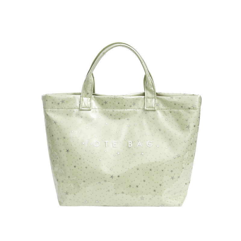 Star Print Translucent Jelly Tote Bag - Green