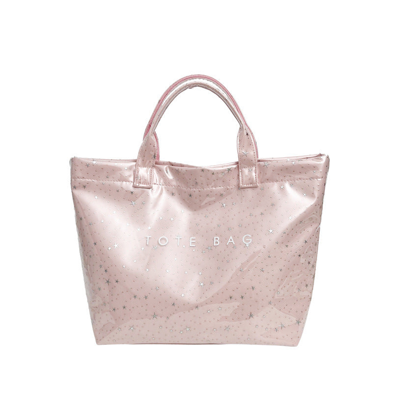 Star Print Translucent Jelly Tote Bag - Pink