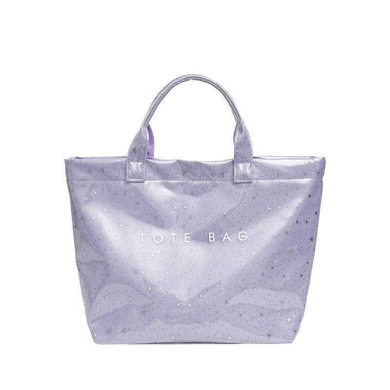 Star Print Translucent Jelly Tote Bag - Purple