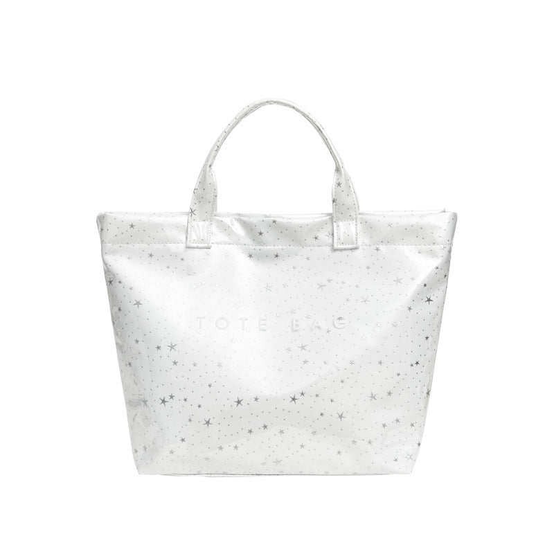 Star Print Translucent Jelly Tote Bag - White