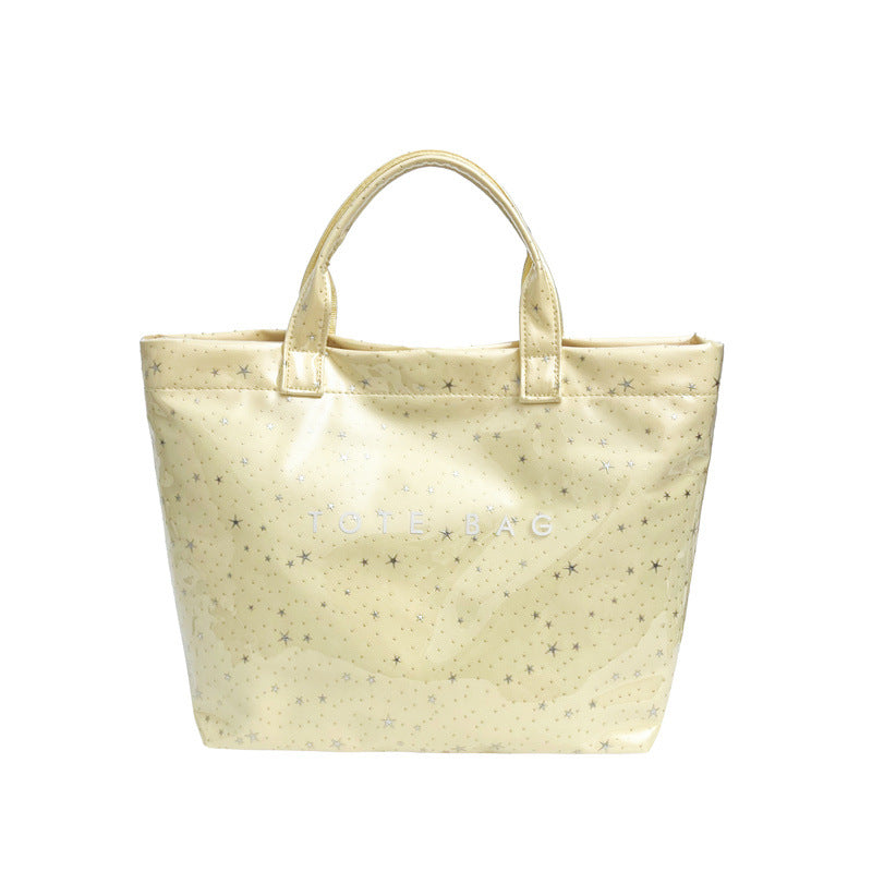 Star Print Translucent Jelly Tote Bag - Yellow