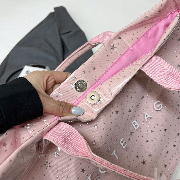 Star Print Translucent Jelly Tote Bag