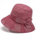 Floral Embroidered Bow Bucket Hat - Red