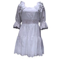 Eyelet Embroidery Puff Sleeve Mini Dress - White