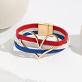 Patriotic Stripe Heart Cuff Bracelet - Color