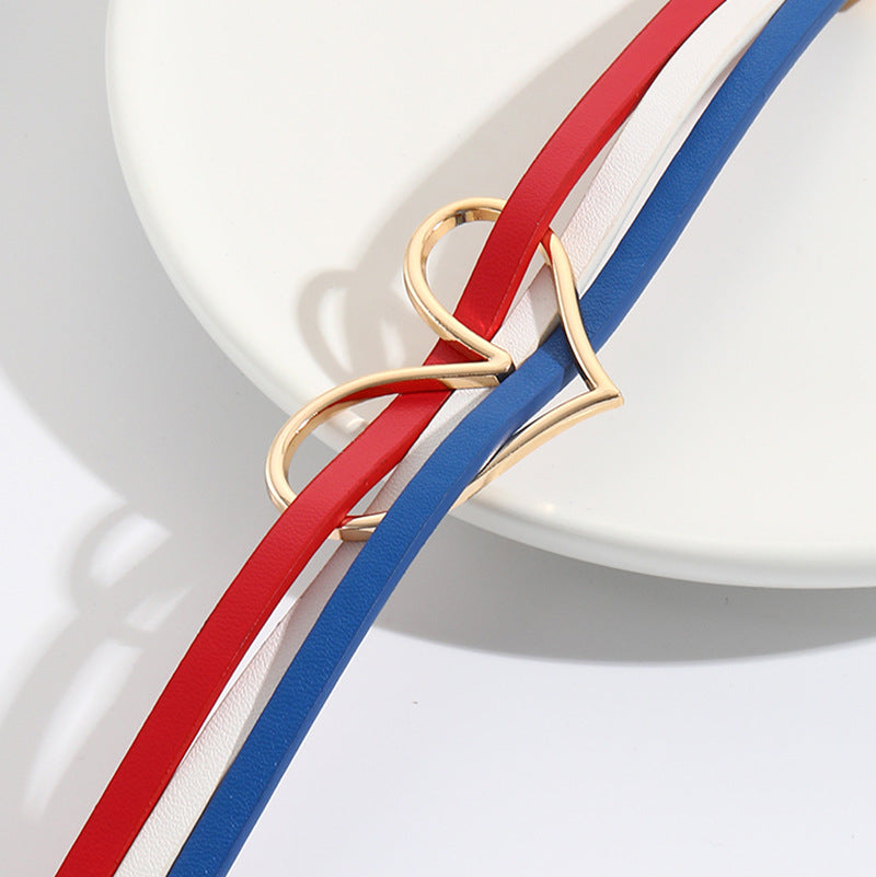 Patriotic Stripe Heart Cuff Bracelet - Color - 1