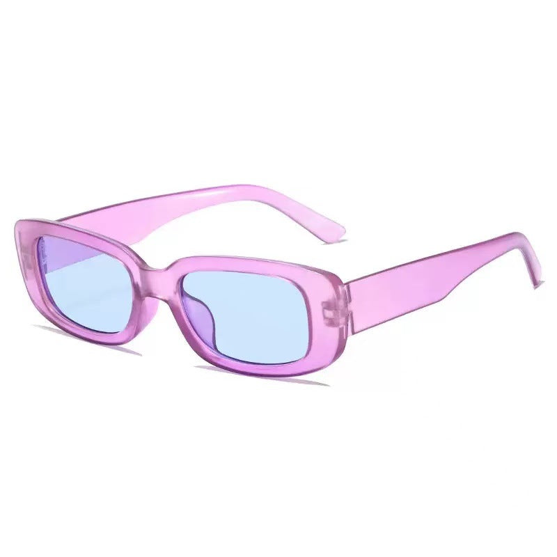 Chunky Rectangle Y2K Sunglasses - purple