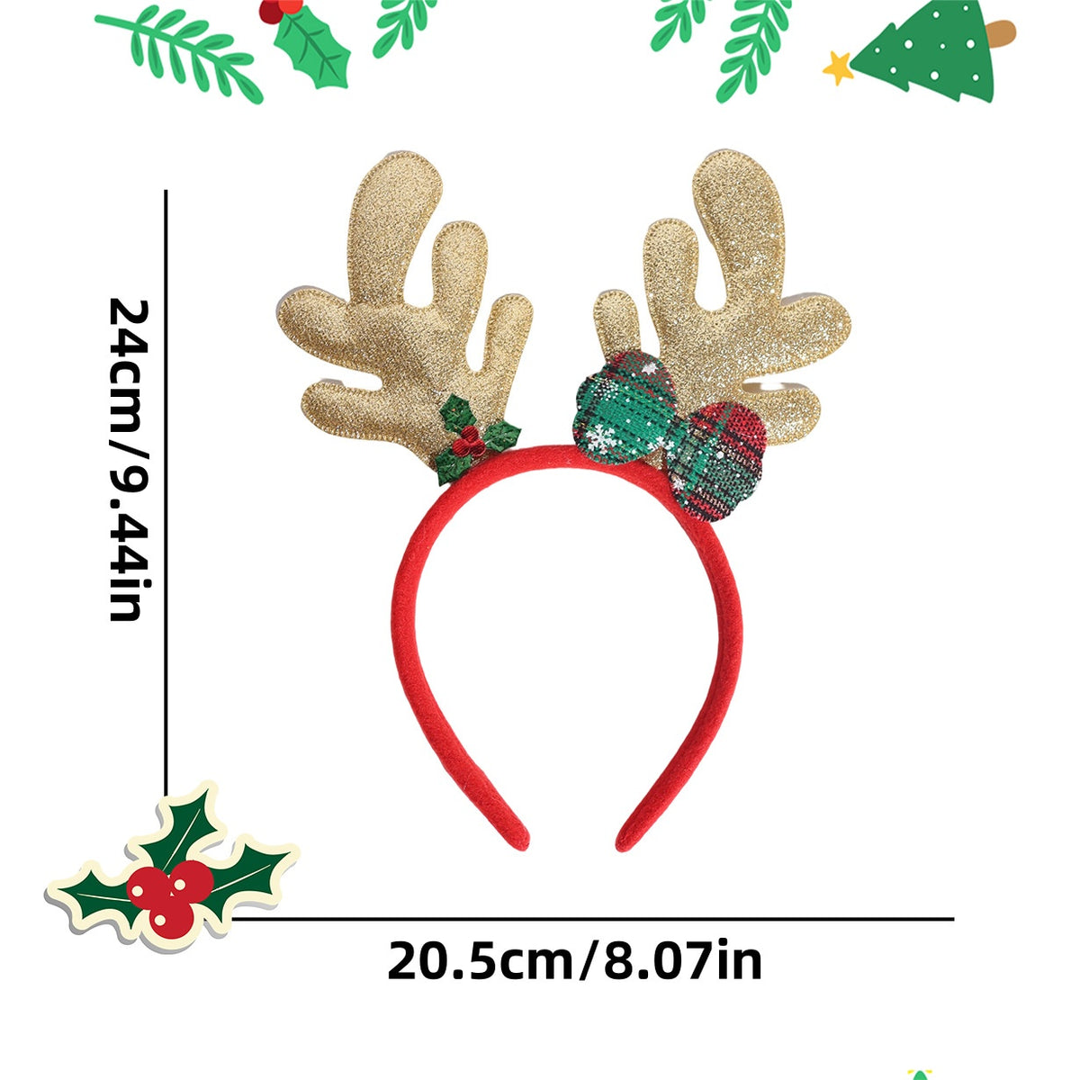 Christmas Headband Decoration with Antlers and Hats - NO01
