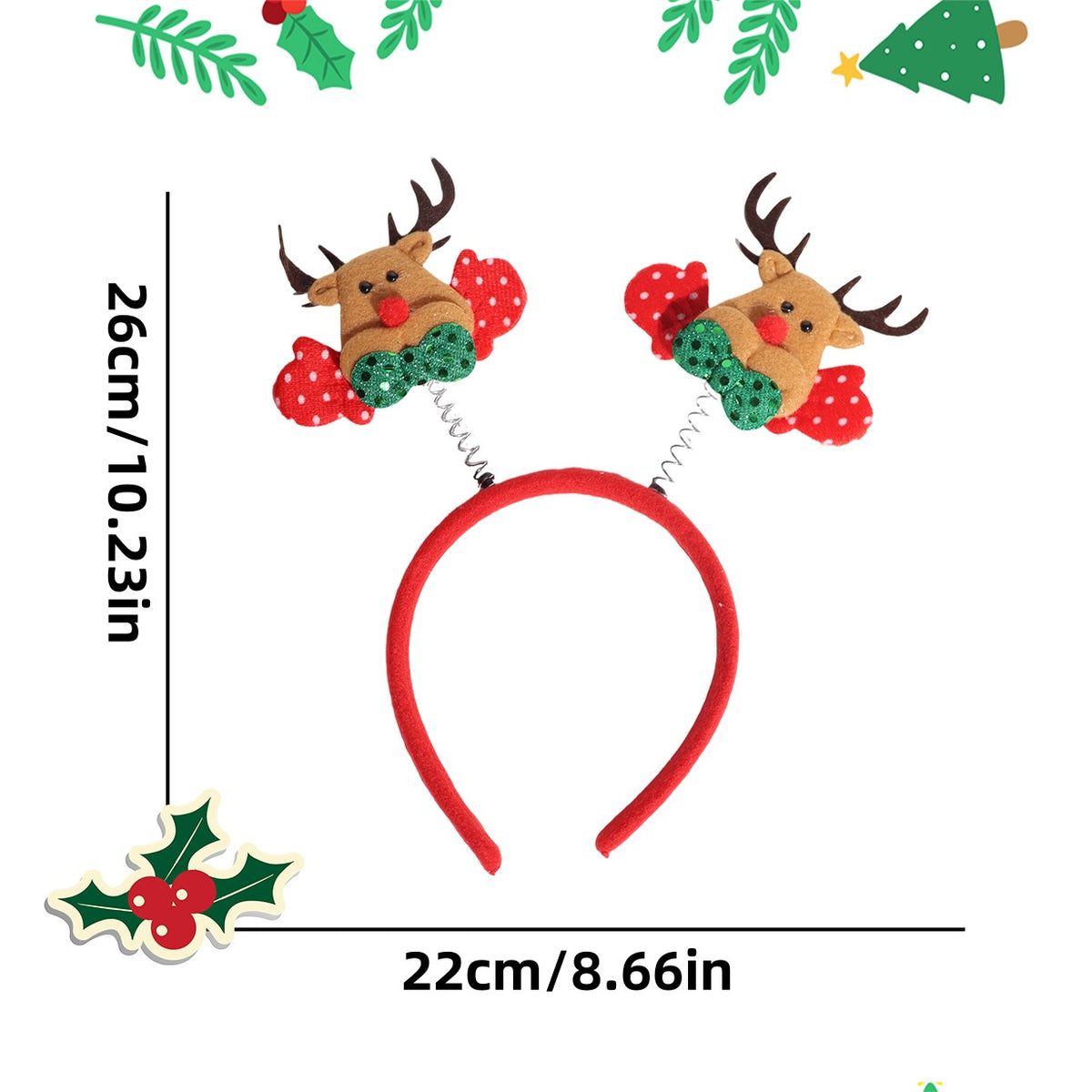 Christmas Headband Decoration with Antlers and Hats - NO12