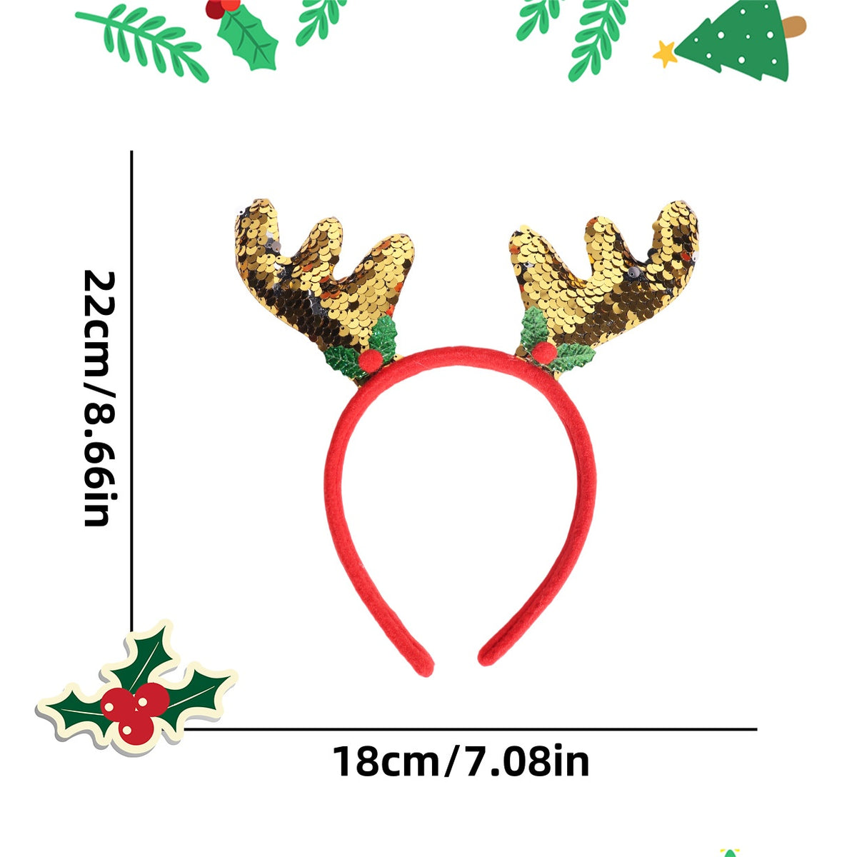 Christmas Headband Decoration with Antlers and Hats - NO24