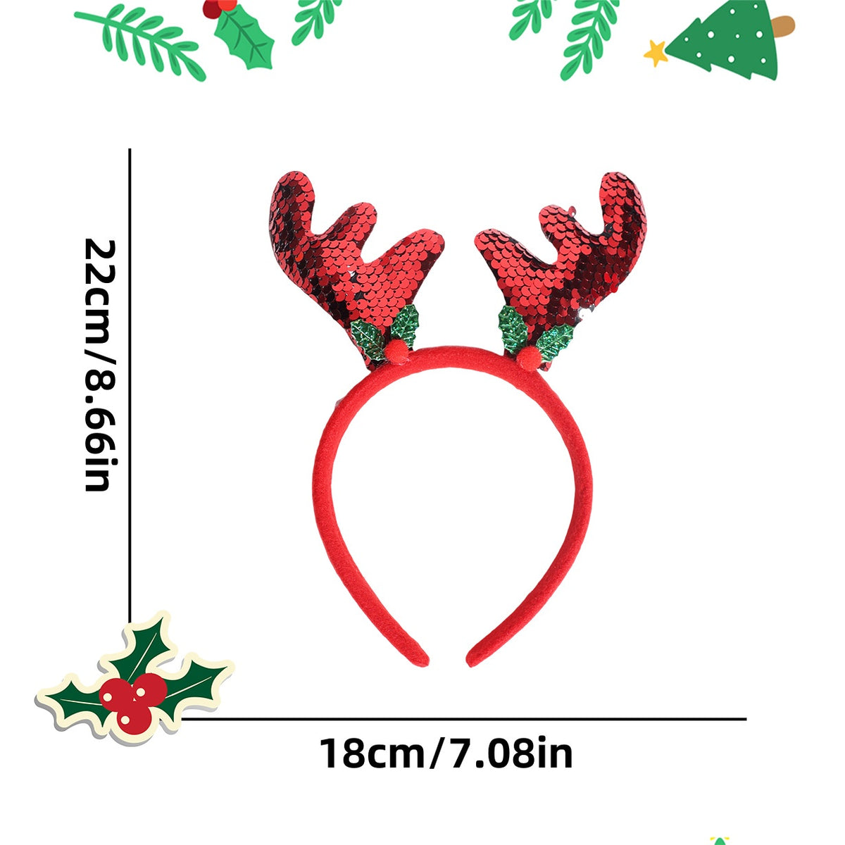Christmas Headband Decoration with Antlers and Hats - NO25