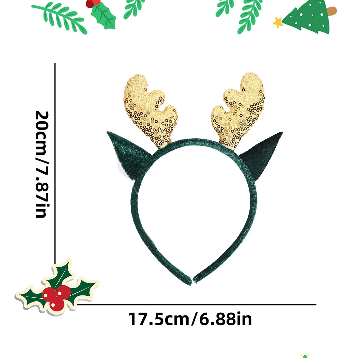 Christmas Headband Decoration with Antlers and Hats - NO32