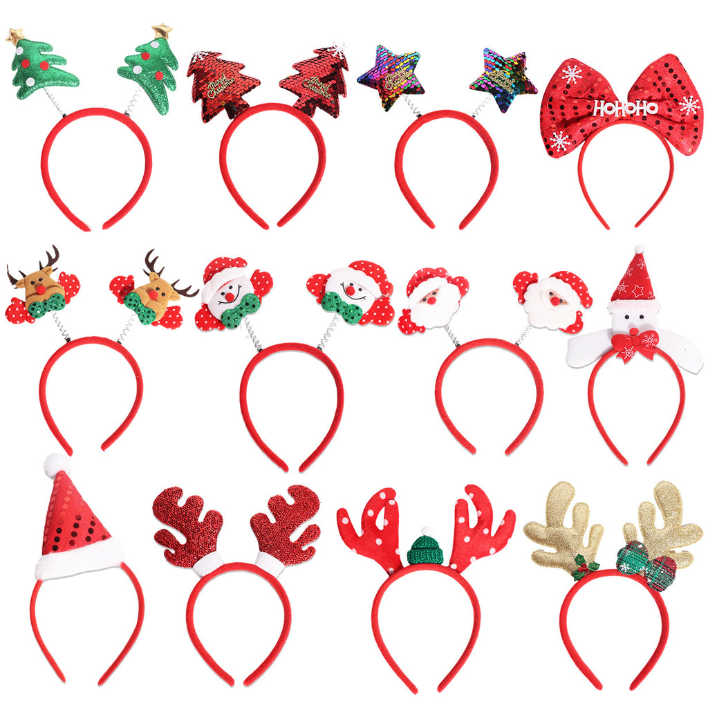 Christmas Headband Decoration with Antlers and Hats