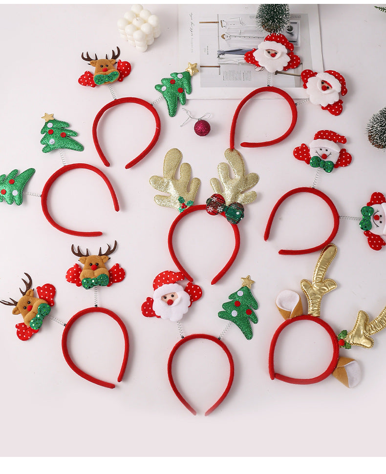 Christmas Headband Decoration with Antlers and Hats - view 1