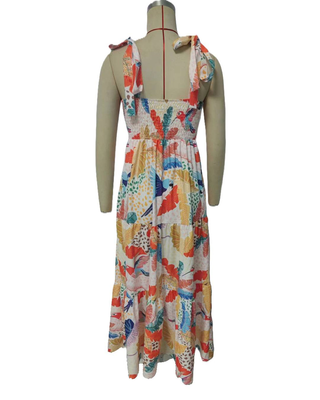 Painterly Print Ruffle Strap Maxi Dress - Decor - 2