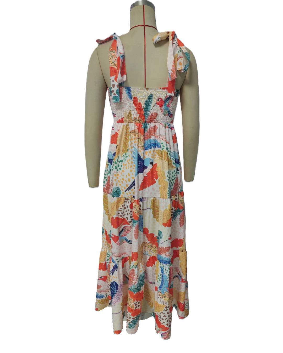 Painterly Print Ruffle Strap Maxi Dress - Decor - 2