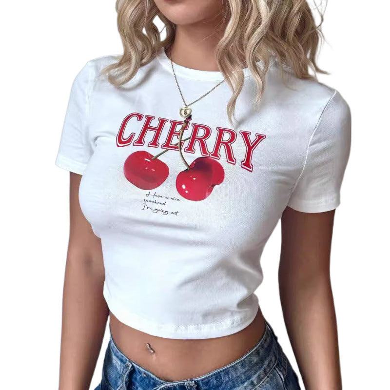 Cherry Graphic Fitted Baby Tee