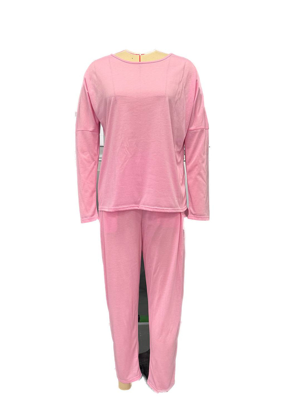 High Low Hem Tee and Barrel Pant Set - Pink - 1