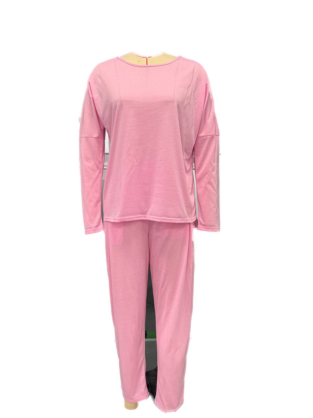 High Low Hem Tee and Barrel Pant Set - Pink - 1