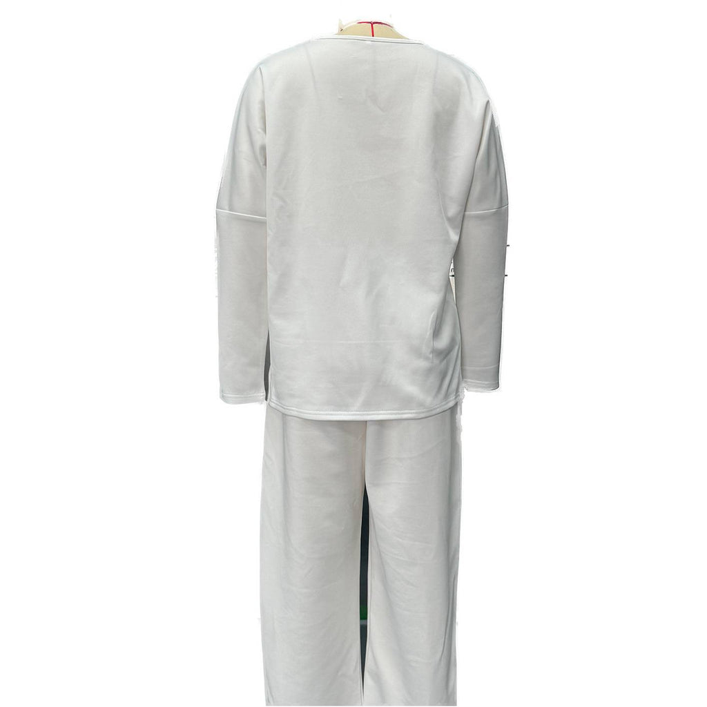 High Low Hem Tee and Barrel Pant Set - white - 1