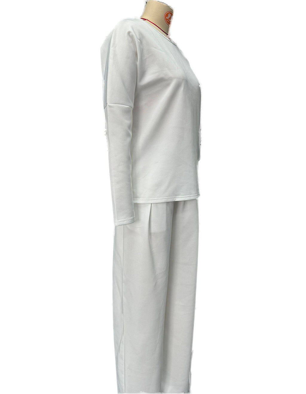 High Low Hem Tee and Barrel Pant Set - white - 3