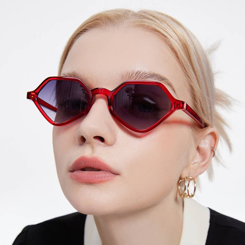 Faceted Hexagon Slim Retro Sunglasses