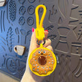 Leather Burger Donut Pizza Charm Keyring - Donut