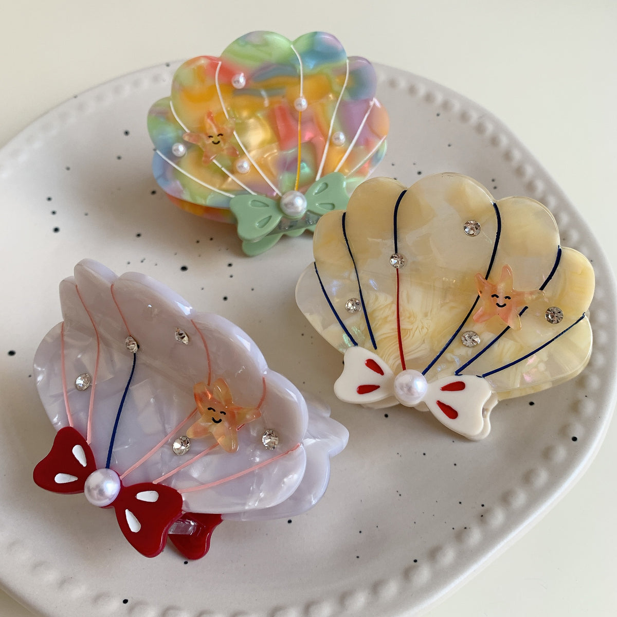 Iridescent Seashell Bow Hair Claw Clip - view 1