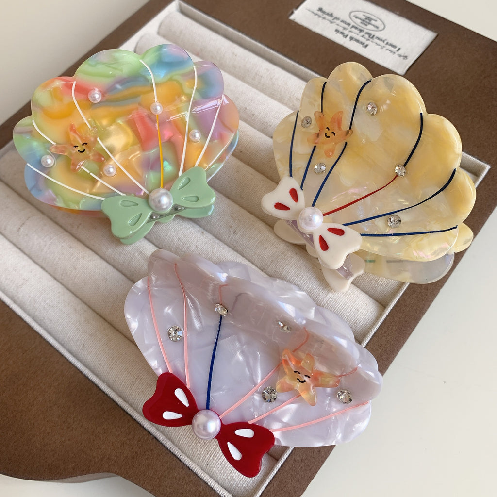 Iridescent Seashell Bow Hair Claw Clip - view 2