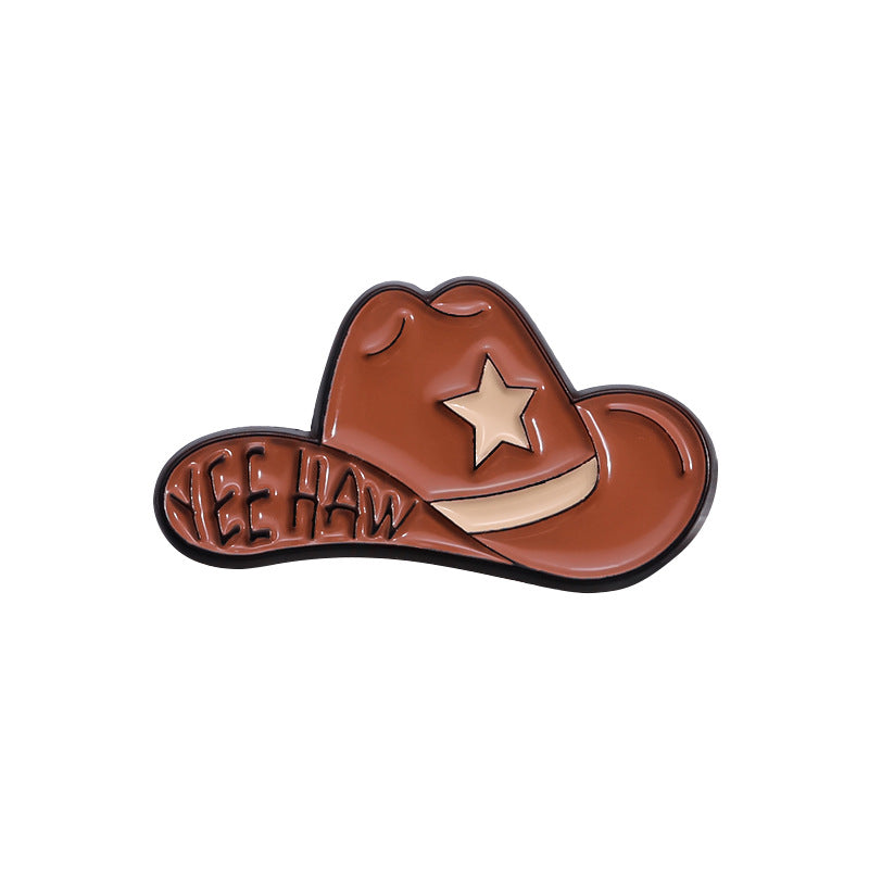 Western Rodeo Motif Enamel Brooch - C1