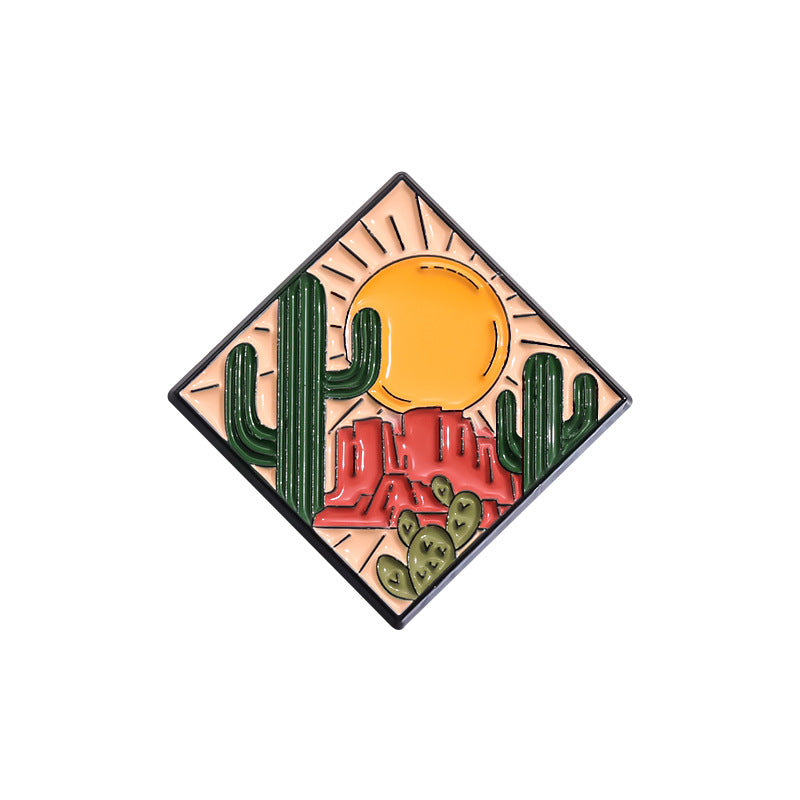 Western Rodeo Motif Enamel Brooch - C4
