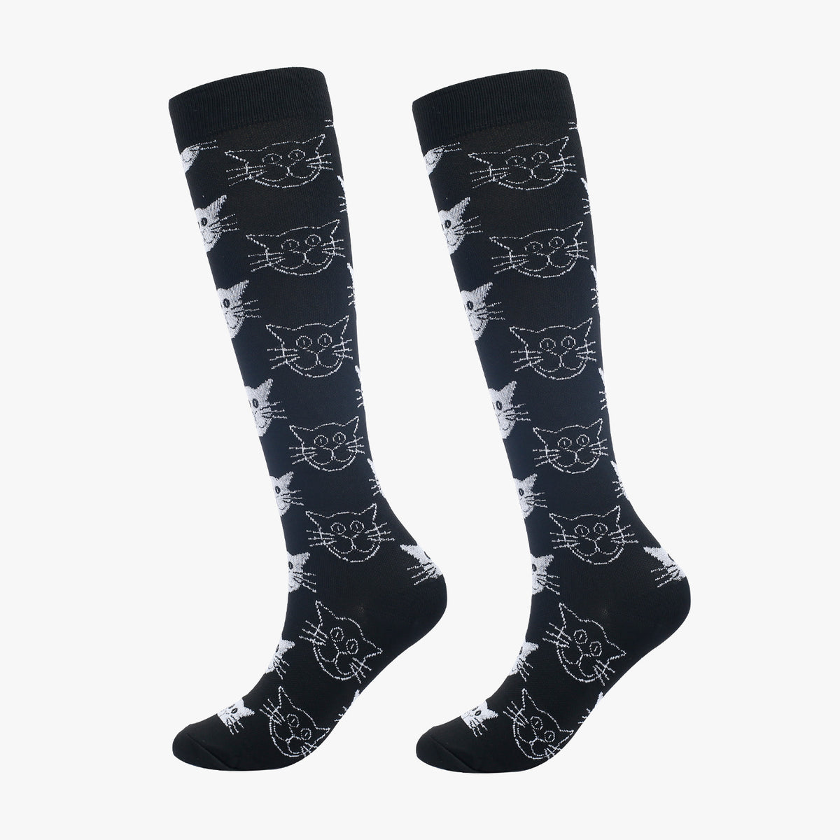 Fun Pattern Knee High Compression Socks - Cats