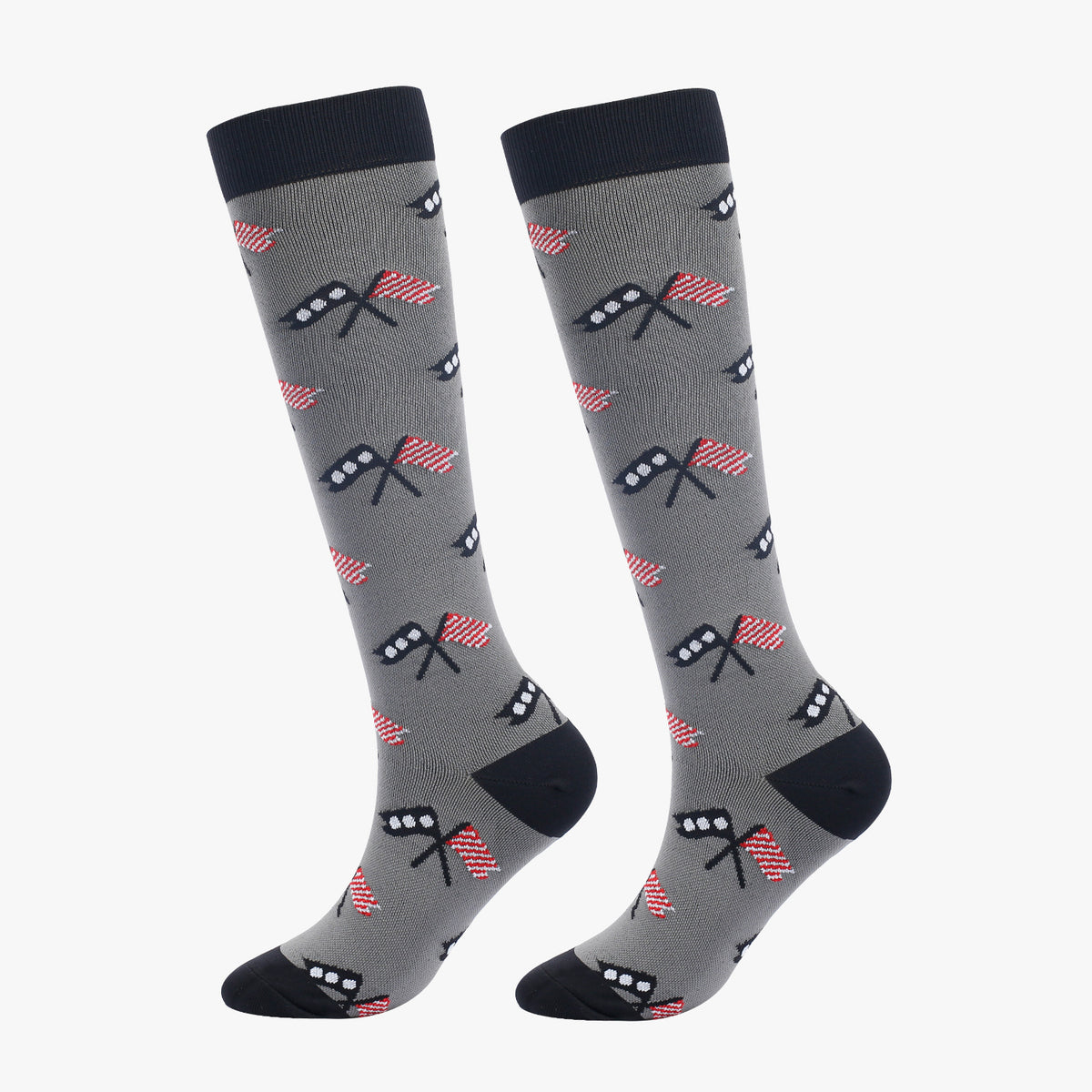 Fun Pattern Knee High Compression Socks - GrayFlag