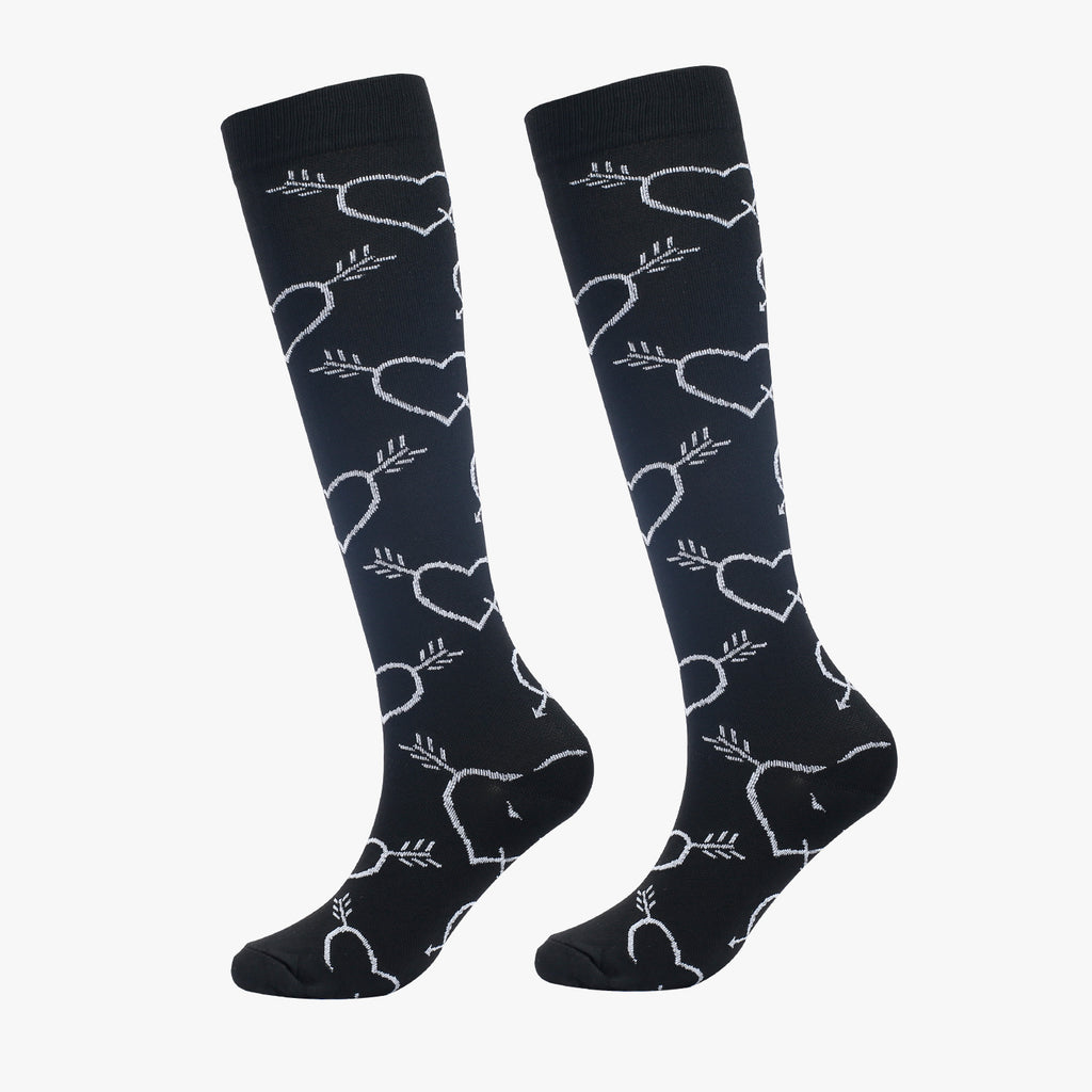 Fun Pattern Knee High Compression Socks - Heart