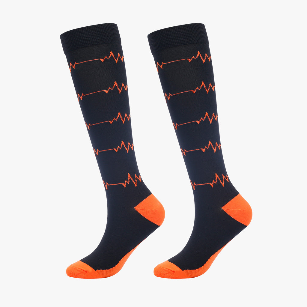 Fun Pattern Knee High Compression Socks - HeartRate
