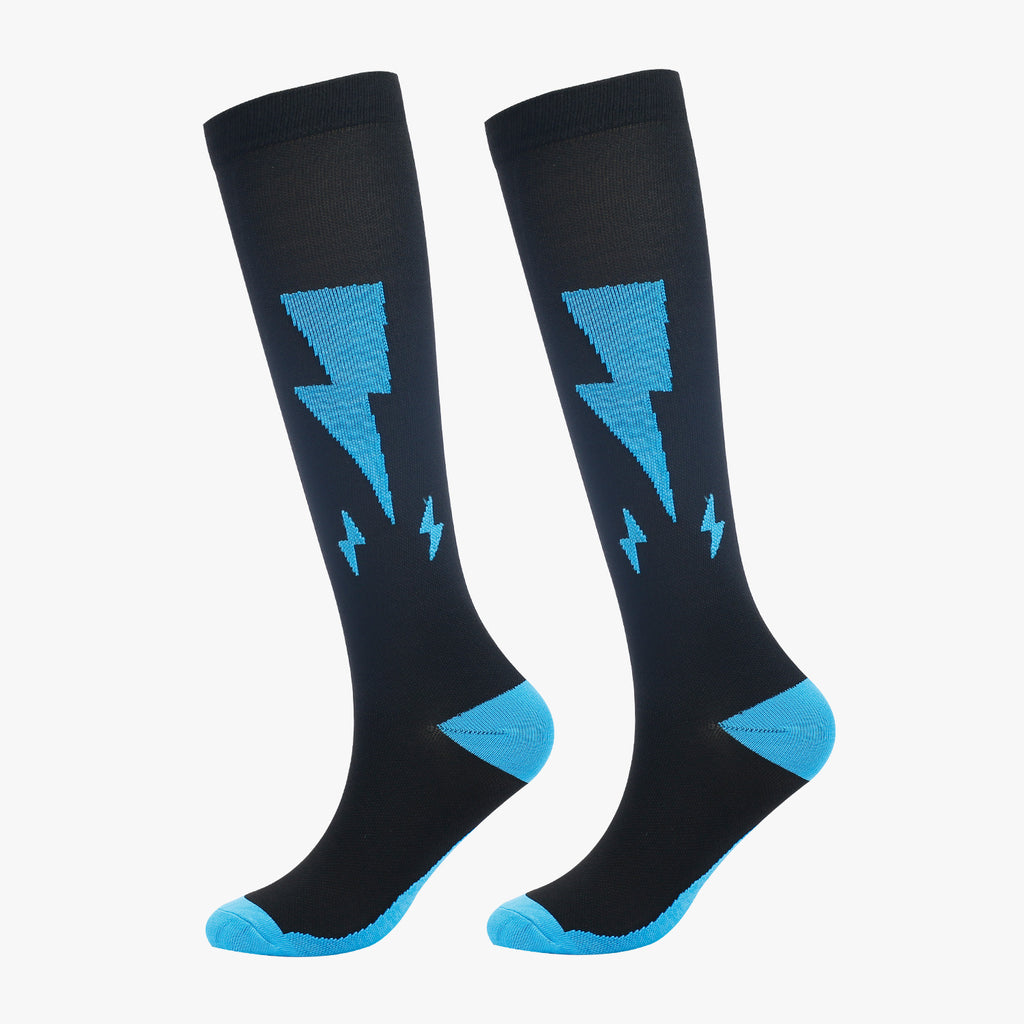 Fun Pattern Knee High Compression Socks - Lightning
