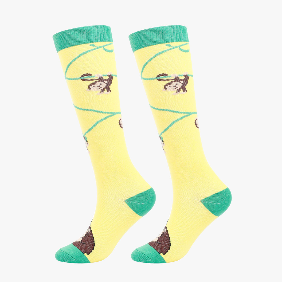 Fun Pattern Knee High Compression Socks - Monkey